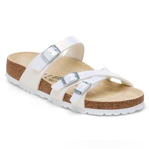 Birkenstock Franca Birko-Floor Embossed Shiny Lizard White, Size EU37 R US6.5-7